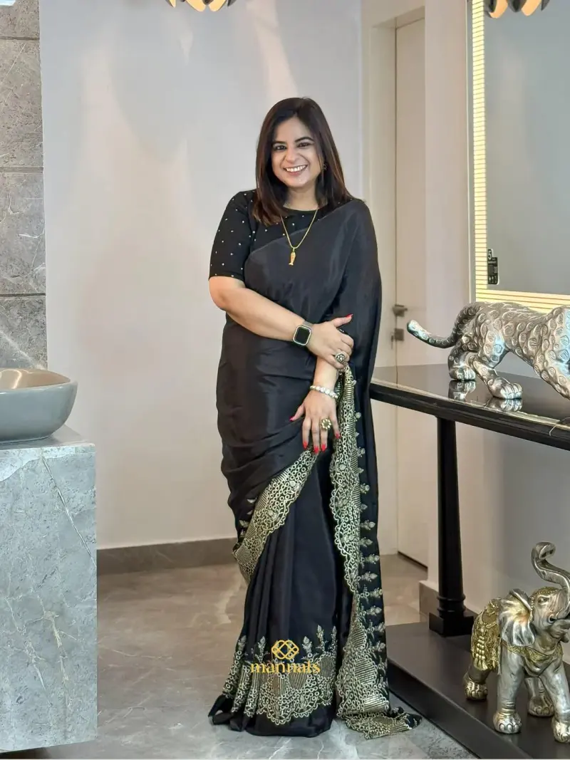 Gota Patti Hand-Embroidered Saree with Blouse and Koti – Mannats Boutique