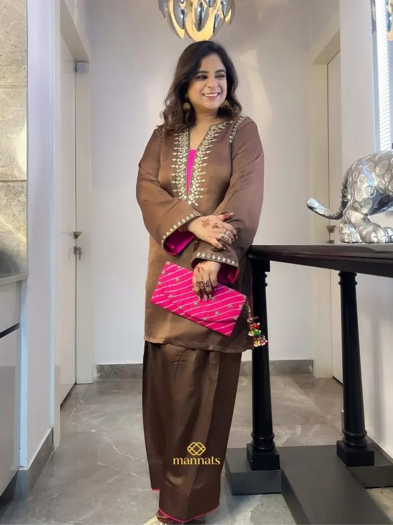 Flat Raw Silk Farshi Salwar Suit – Mannats Boutique