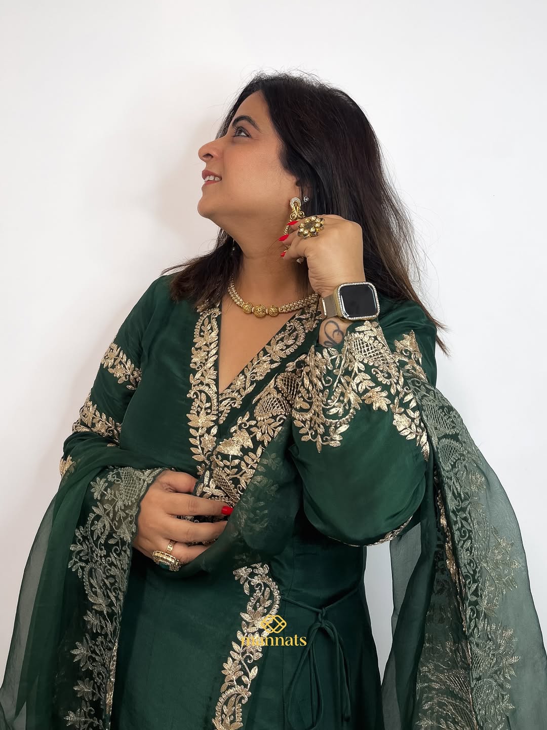 𝐑𝐚𝐧𝐠𝐯𝐚𝐥𝐢 (Day-5 रंगों और रूपों का उत्सव)🙏🏼🌳This Silk Anarkali suit is crafted in rich (2)