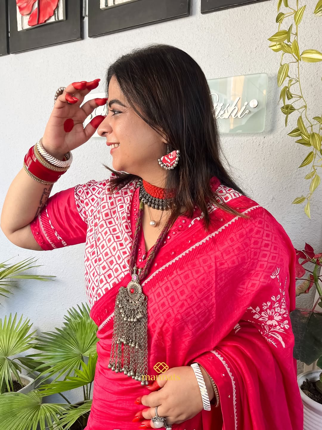 𝐑𝐚𝐧𝐠𝐯𝐚𝐥𝐢 (Day-7 रंगों और रूपों का उत्सव)🙏🏼🌺This Mulmul saree is a perfect blend of gr (2)