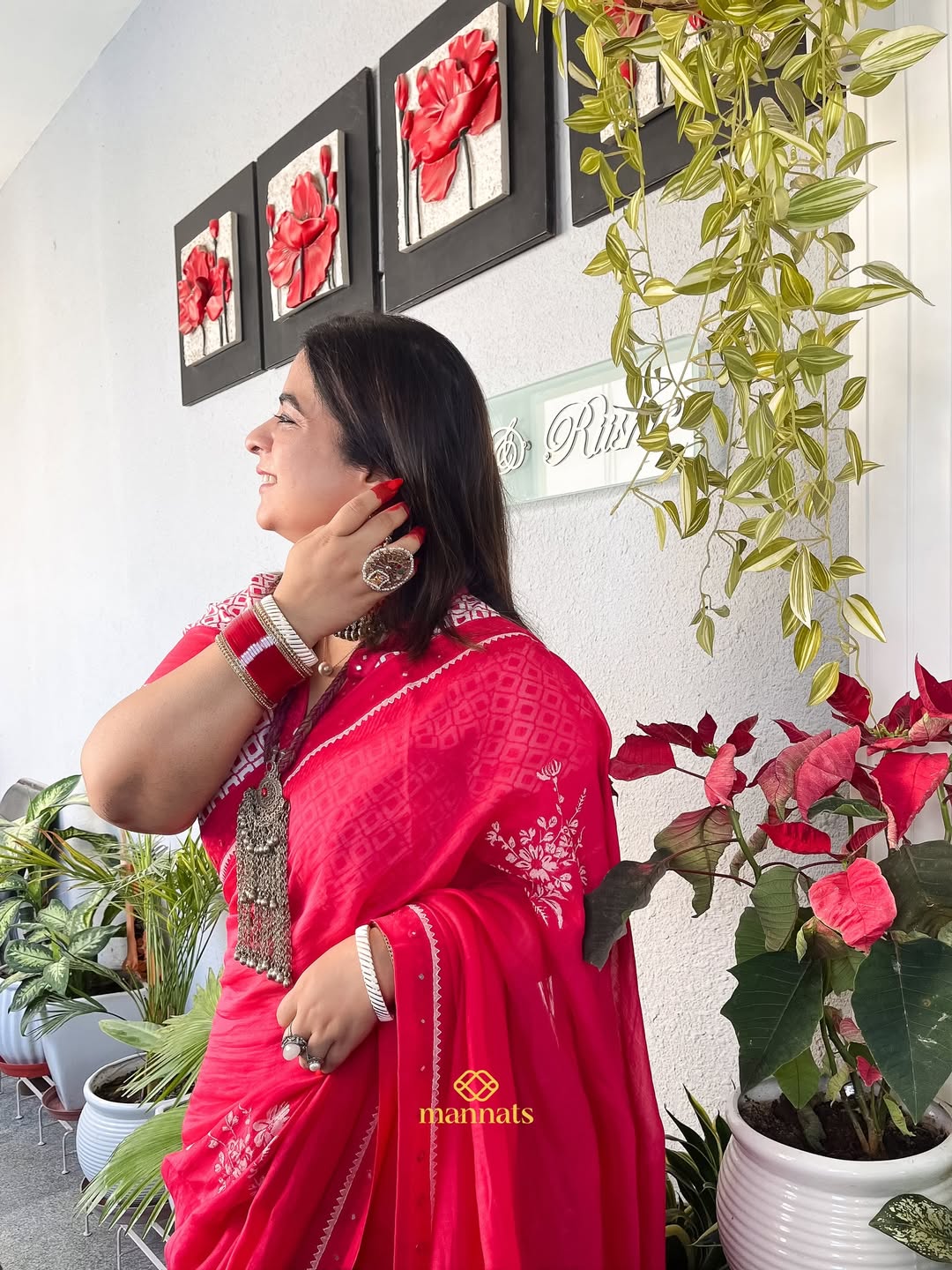 𝐑𝐚𝐧𝐠𝐯𝐚𝐥𝐢 (Day-7 रंगों और रूपों का उत्सव)🙏🏼🌺This Mulmul saree is a perfect blend of gr (6)