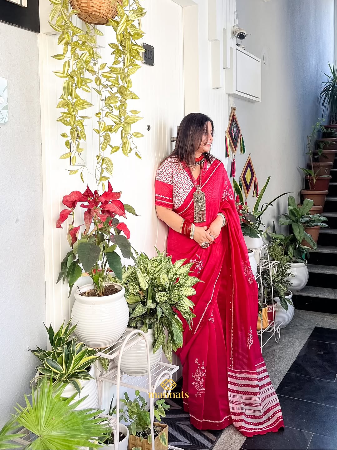 𝐑𝐚𝐧𝐠𝐯𝐚𝐥𝐢 (Day-7 रंगों और रूपों का उत्सव)🙏🏼🌺This Mulmul saree is a perfect blend of gr