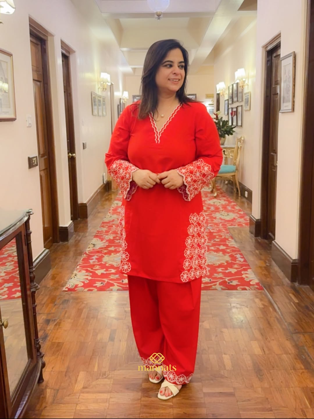 Bold. Beautiful. Traditional. ❤️This red cotton farshi salwar suit with intricate thread embroid (3)