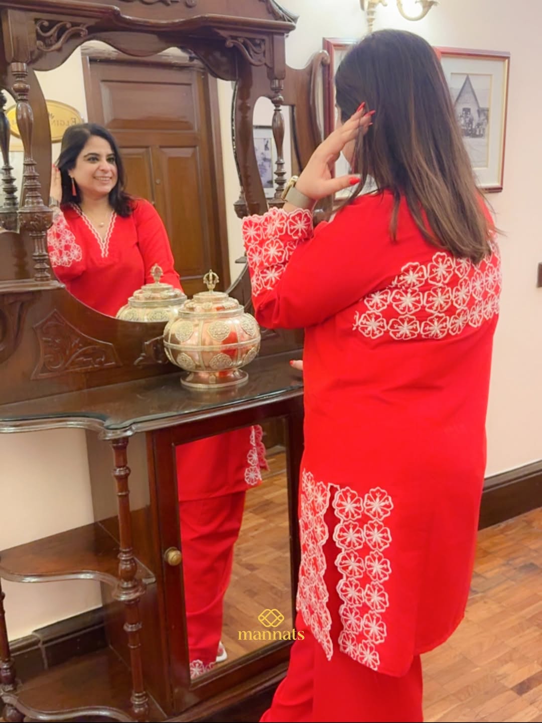 Bold. Beautiful. Traditional. ❤️This red cotton farshi salwar suit with intricate thread embroid (6)